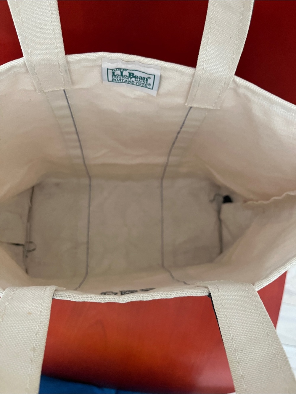 L.L. Bean Natural Canvas Tote with Black trim - Picture 3 of 4
